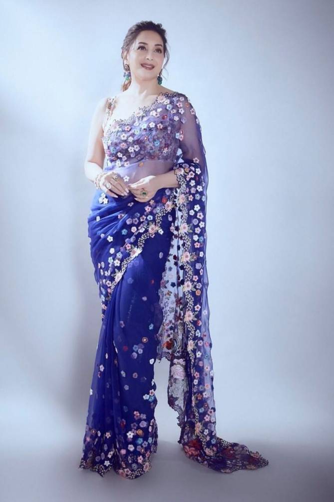 Madhuri Multi Colour Party Wear Organza Silk Stylish Latest Saree Collection